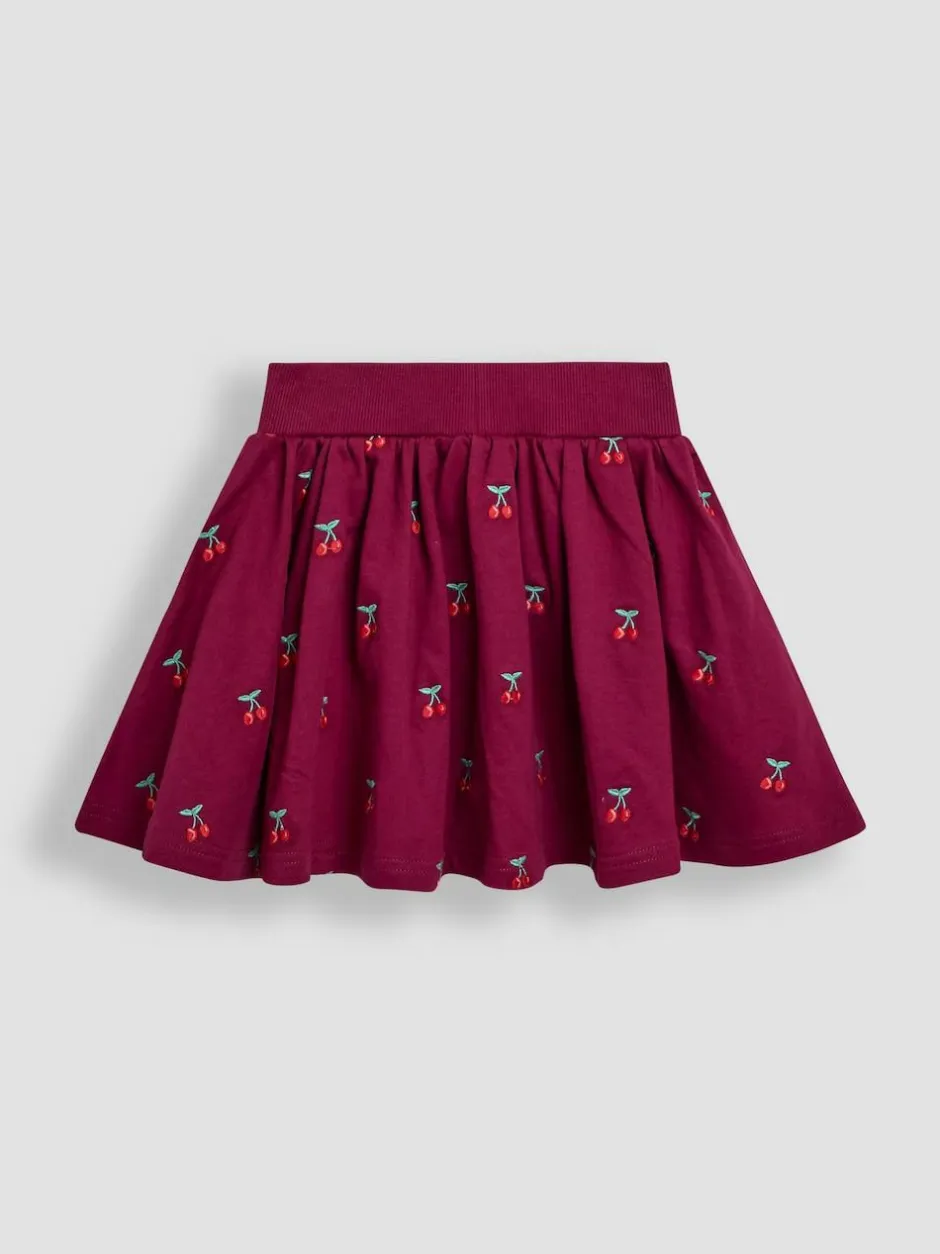 Jojo Maman Bébé Berry Red Cherry Embroidered Sweatshirt & Skirt Set Clearance