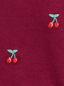 Jojo Maman Bébé Berry Red Cherry Embroidered Sweatshirt & Skirt Set Clearance