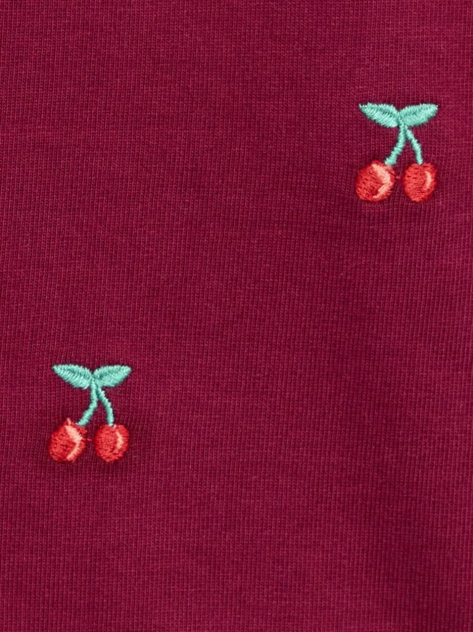 Jojo Maman Bébé Berry Red Cherry Embroidered Sweatshirt & Skirt Set Clearance