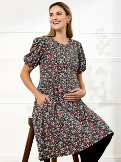 Jojo Maman Bébé Black Double Layer Maternity & Nursing Jersey Dress Clearance