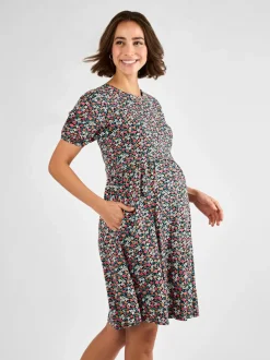 Jojo Maman Bébé Black Double Layer Maternity & Nursing Jersey Dress Clearance