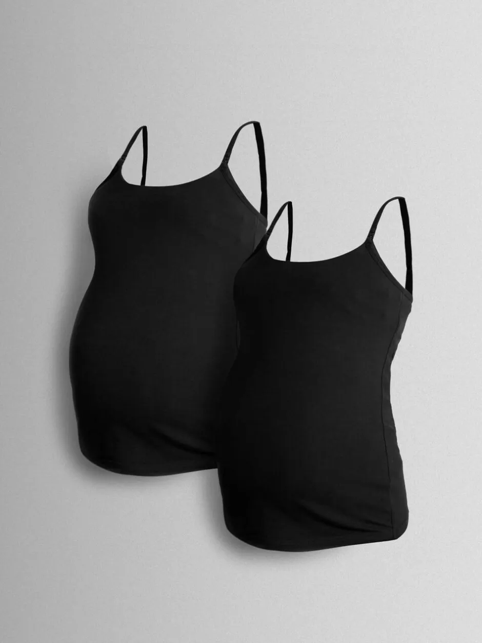 Jojo Maman Bébé 2-Pack Maternity & Nursing Vest Tops Black Outlet