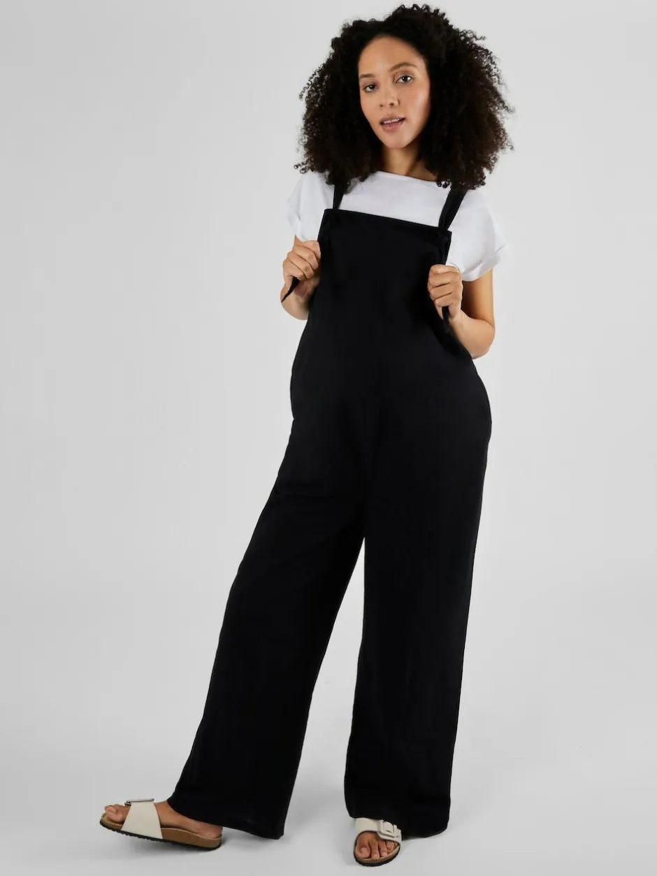 Jojo Maman Bébé Wide Leg Maternity Linen Dungaree Black Best