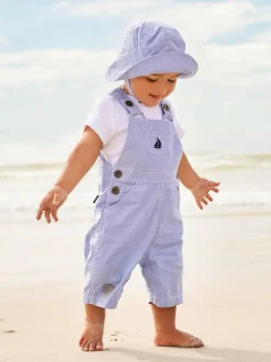 Jojo Maman Bébé Blue Boat Stripe Dungarees Hot