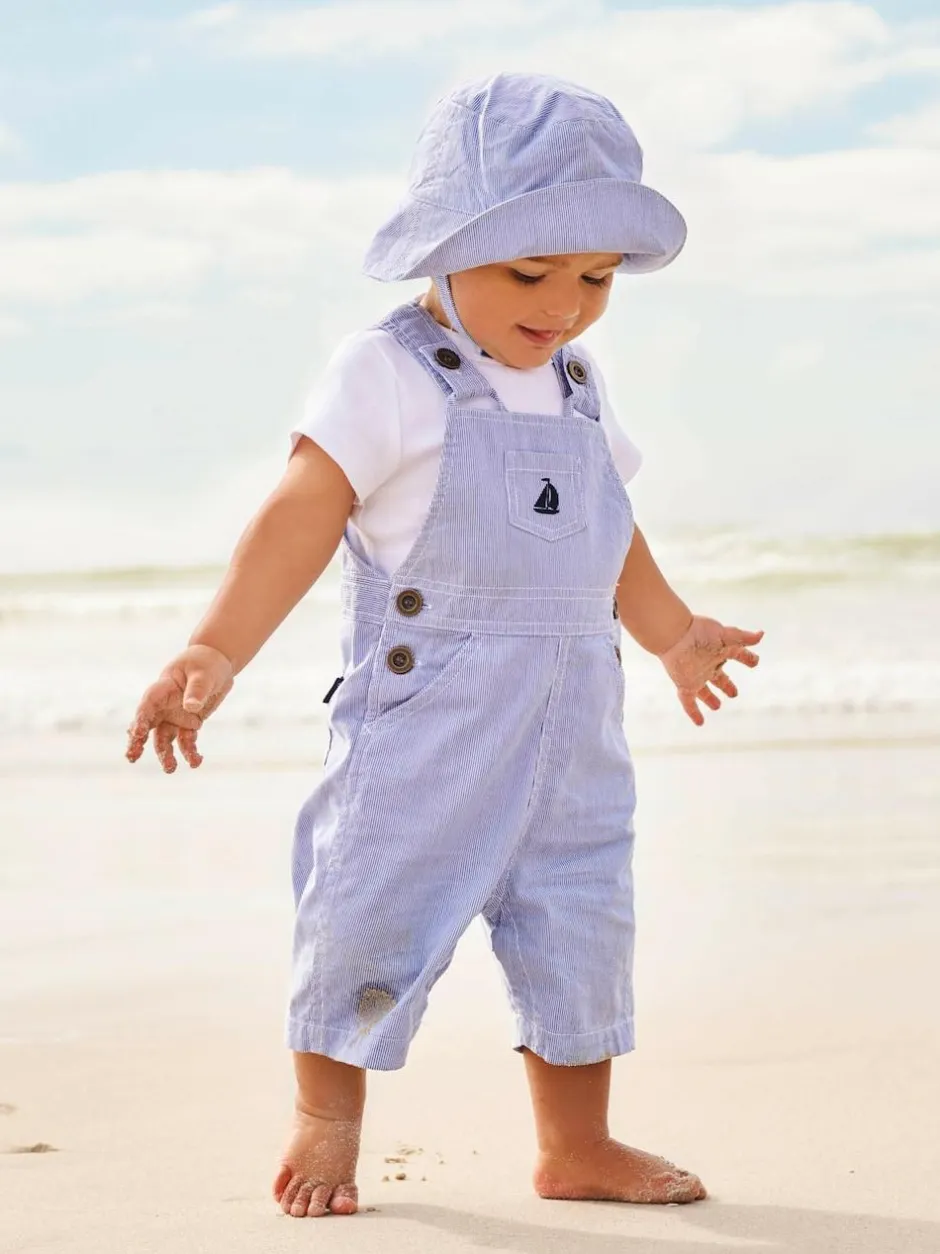 Jojo Maman Bébé Blue Boat Stripe Dungarees Hot