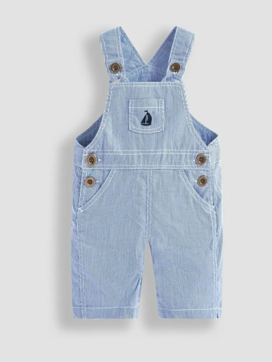 Jojo Maman Bébé Blue Boat Stripe Dungarees Hot