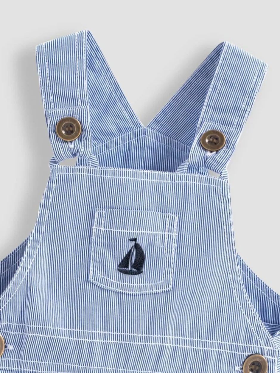 Jojo Maman Bébé Blue Boat Stripe Dungarees Hot
