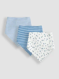 Jojo Maman Bébé Cotton 3-Pack Dribble Bib Blue Outlet
