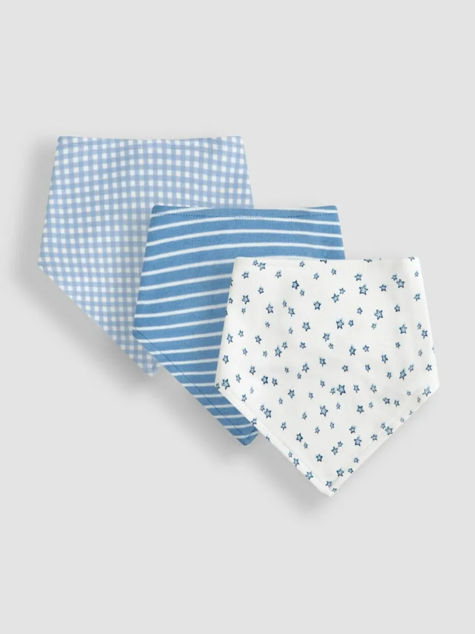 Jojo Maman Bébé Cotton 3-Pack Dribble Bib Blue Outlet
