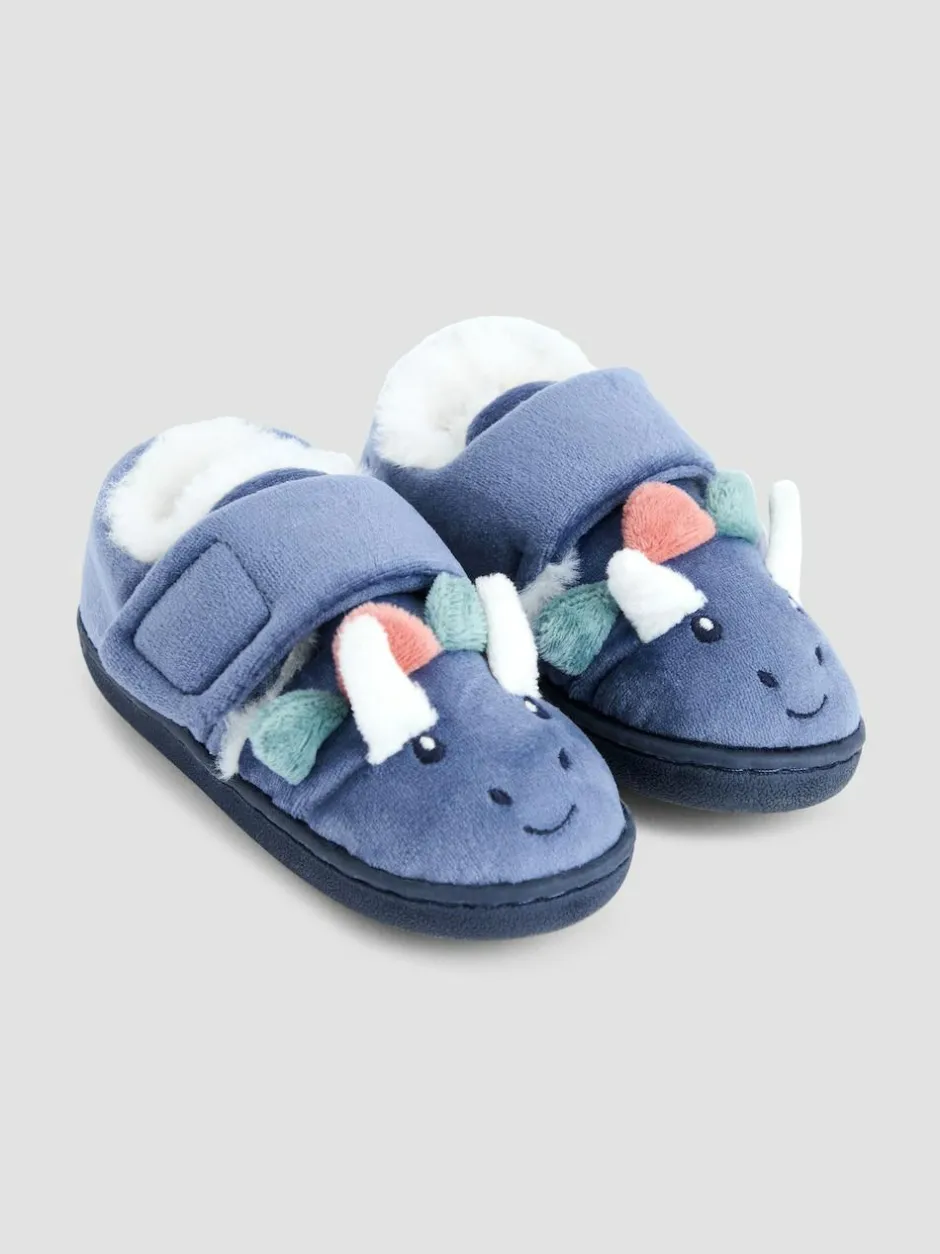 Jojo Maman Bébé Blue Dino Slipper Shoe Hot