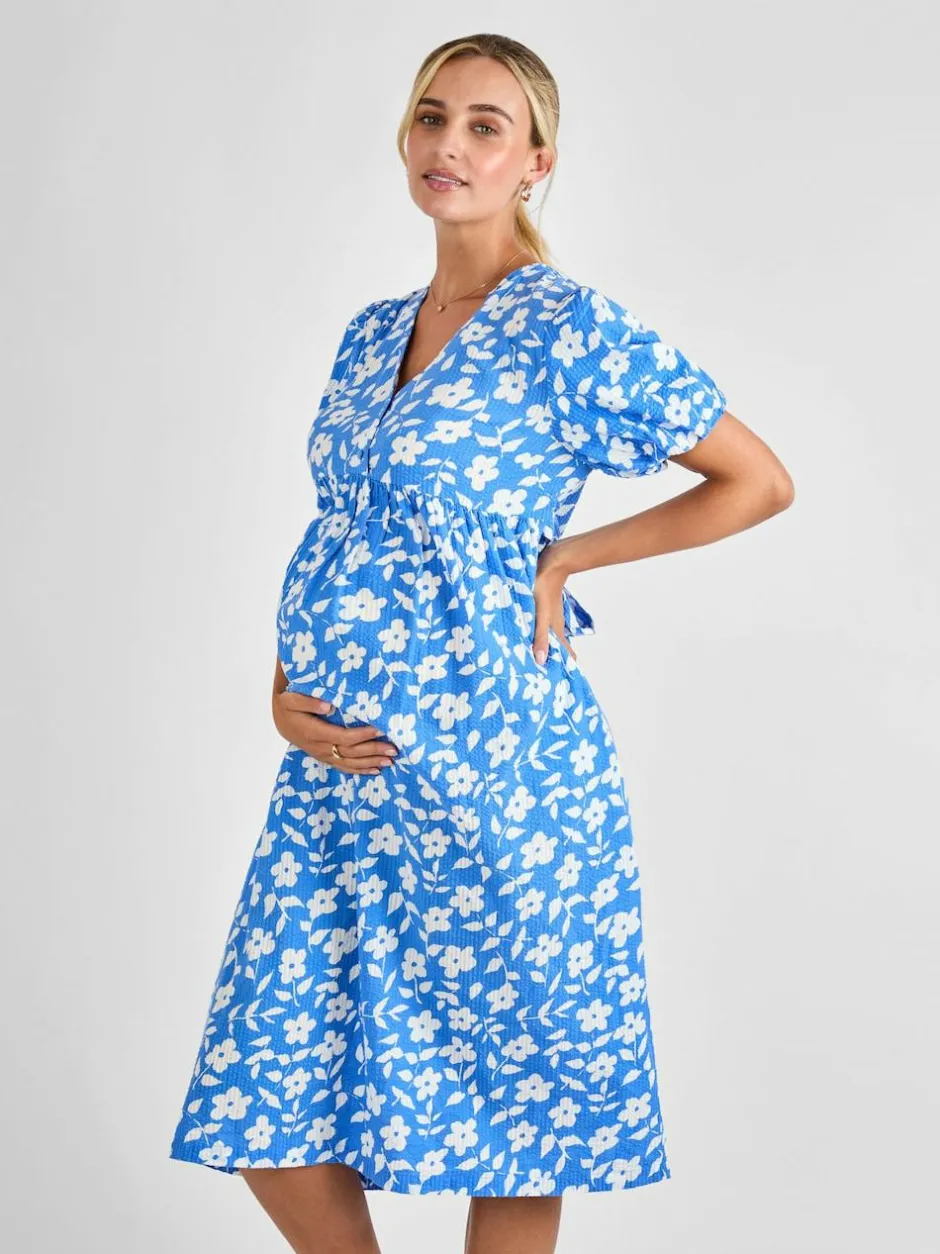 Jojo Maman Bébé Blue Floral Print Maternity Midi Dress Sale