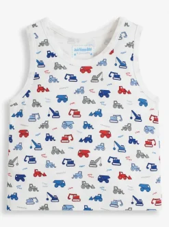 Jojo Maman Bébé Blue 3-Pack Digger Boys' Vest Set Best