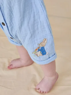 Jojo Maman Bébé Blue Peter Rabbit™ Cheesecloth Button Front 100% Cotton Romper New