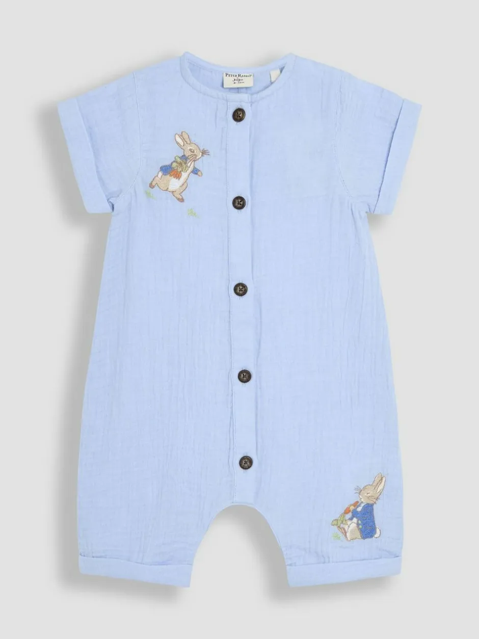 Jojo Maman Bébé Blue Peter Rabbit™ Cheesecloth Button Front 100% Cotton Romper New
