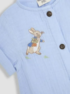Jojo Maman Bébé Blue Peter Rabbit™ Cheesecloth Button Front 100% Cotton Romper New
