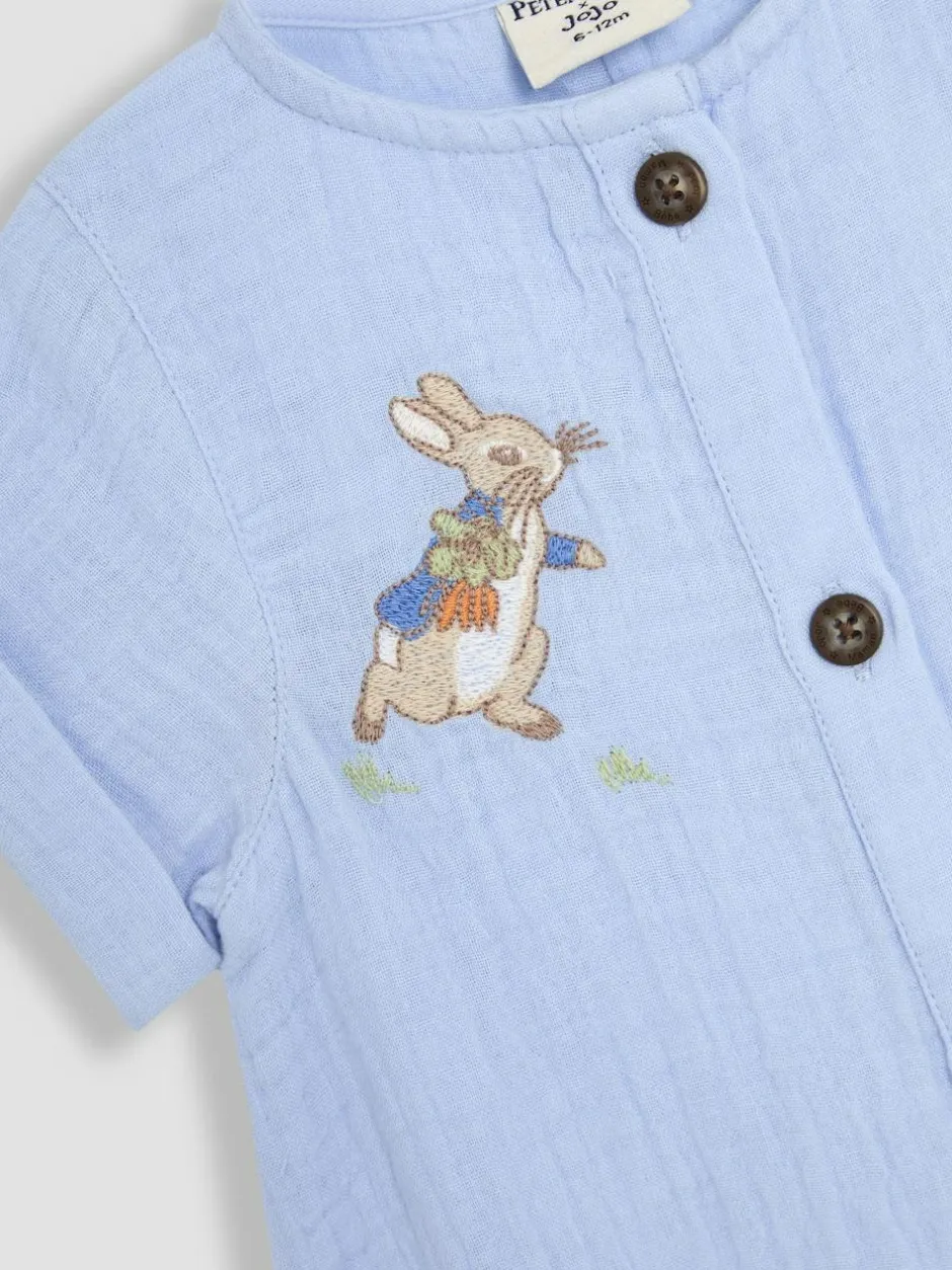 Jojo Maman Bébé Blue Peter Rabbit™ Cheesecloth Button Front 100% Cotton Romper New