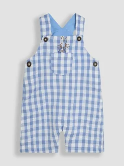 Jojo Maman Bébé Blue 2-Piece Peter Rabbit™ Gingham Dungarees & Body Set Sale