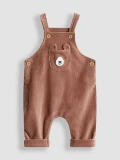 Jojo Maman Bébé Brown Bear Rib Velour Character Dungaree & Body Set Sale