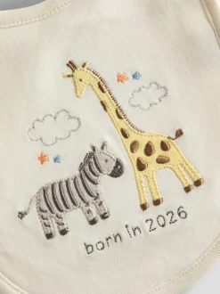 Jojo Maman Bébé Cream Born in 2026 Embroidered Bib Hot