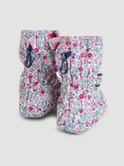 Jojo Maman Bébé Cream Ditsy Print Fleece Lined Booties Online