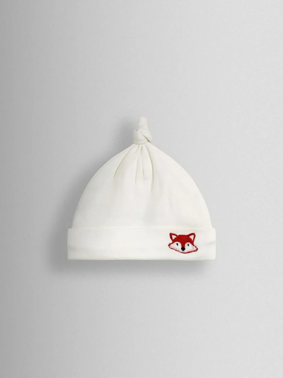 Jojo Maman Bébé Organic Cotton Appliqué Baby Hat Cream Fox Best