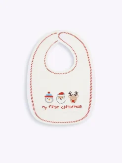 Jojo Maman Bébé Cream My First Christmas Bib Outlet