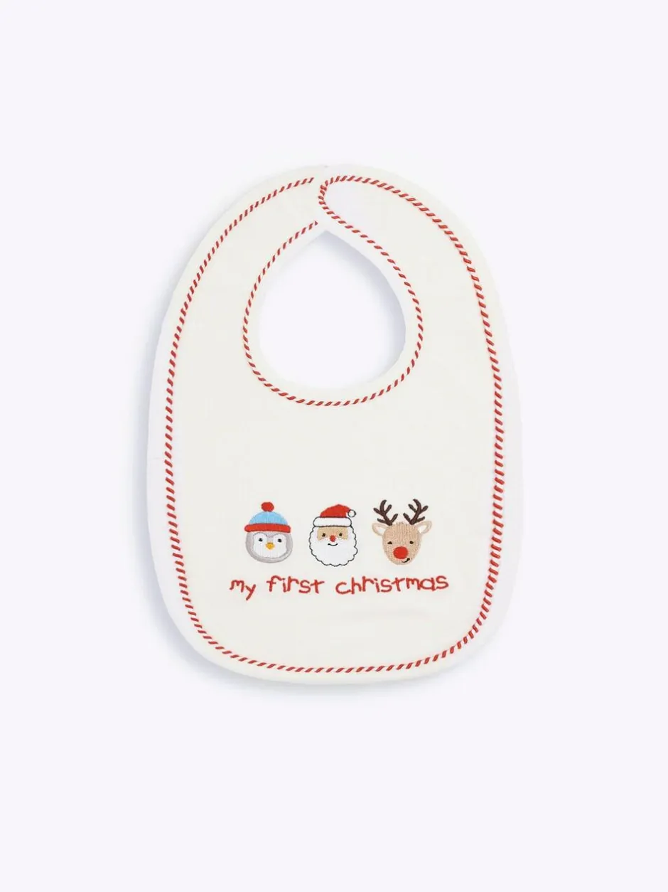 Jojo Maman Bébé Cream My First Christmas Bib Outlet