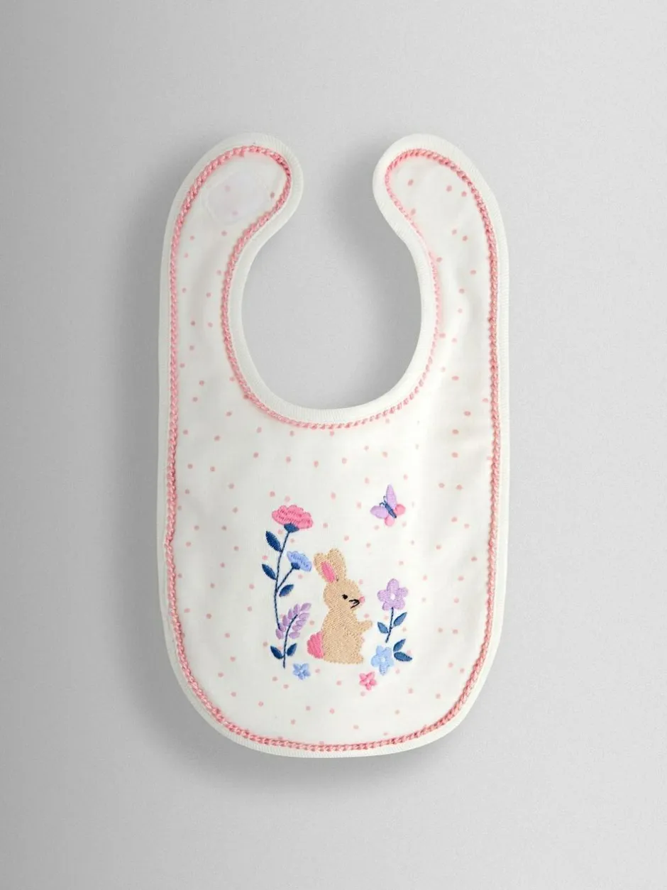 Jojo Maman Bébé Cream Speckled Hedgehog 2-Pack Embroidered Appliqué Bibs Best