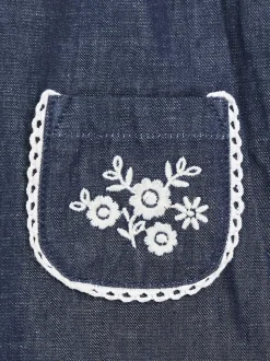Jojo Maman Bébé Denim Blue Embroidered Chambray Dungarees & Top Set Best