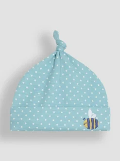 Jojo Maman Bébé Cotton Embroidered Baby Hat Duck Egg Clearance