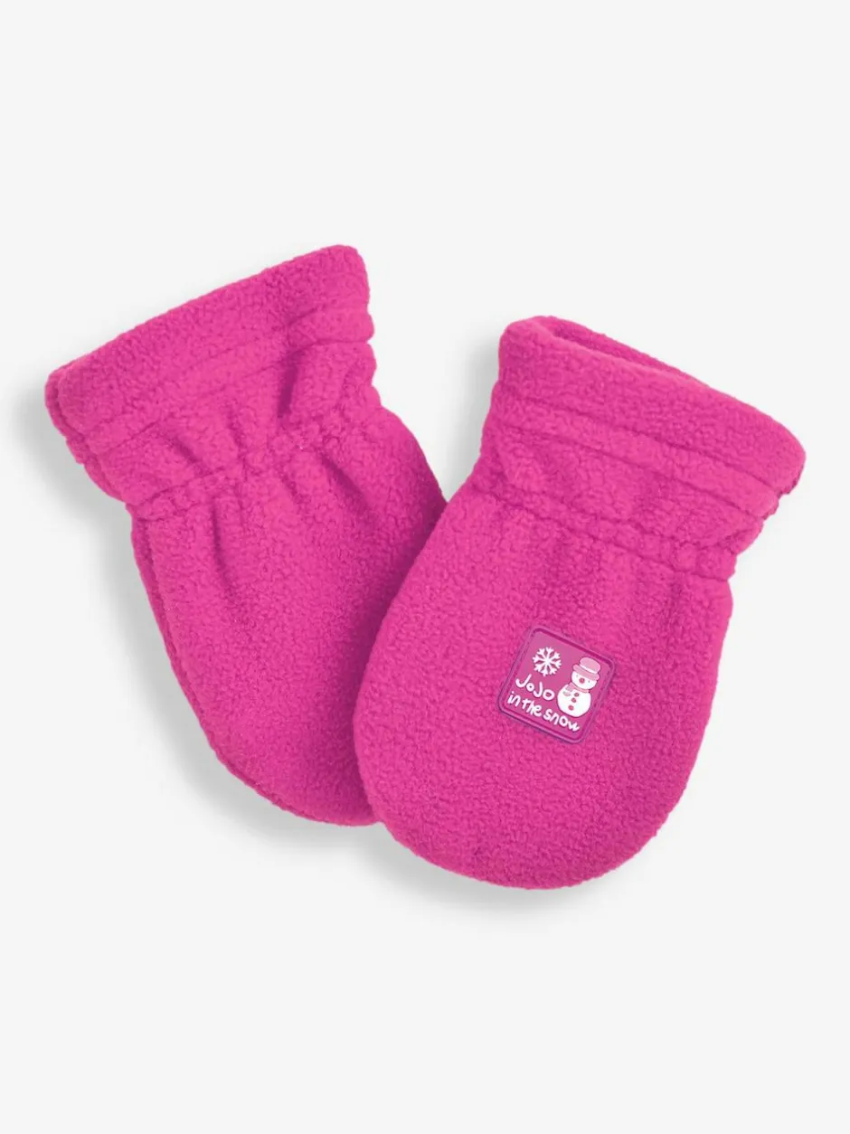 Jojo Maman Bébé Fuchsia Pink Polarfleece Pop-On Mittens Hot