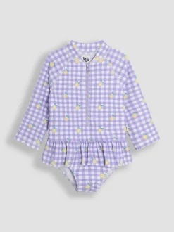 Jojo Maman Bébé Gingham Long Sleeve Swimsuit New