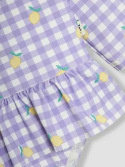 Jojo Maman Bébé Gingham Long Sleeve Swimsuit New