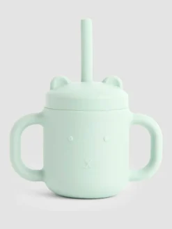 Jojo Maman Bébé Green Bear Silicone Sippy Cup with Straw Sale