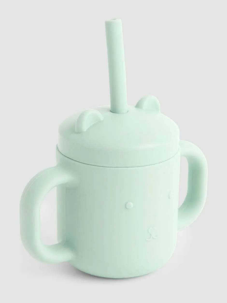 Jojo Maman Bébé Green Bear Silicone Sippy Cup with Straw Sale