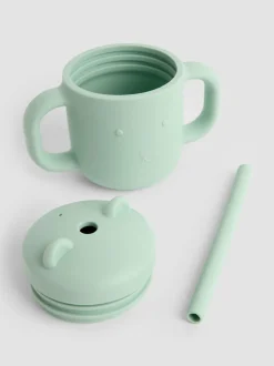 Jojo Maman Bébé Green Bear Silicone Sippy Cup with Straw Sale