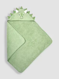 Jojo Maman Bébé Green Dino Character Hooded Towel New