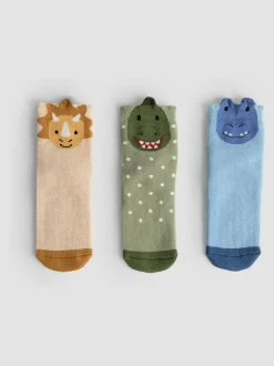 Jojo Maman Bébé Green Dinosaur 3-Pack Dinosaur Extra Thick Socks Online