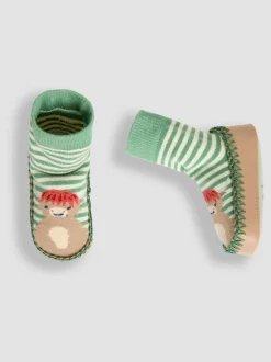 Jojo Maman Bébé Green Highland Cow Moccasin Slipper Socks Sale