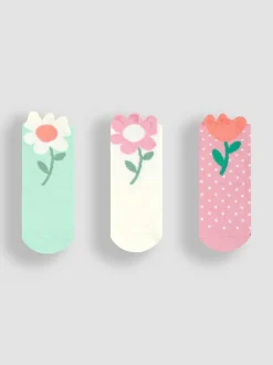 Jojo Maman Bébé Green 3-Pack Flower Socks Clearance