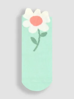 Jojo Maman Bébé Green 3-Pack Flower Socks Clearance