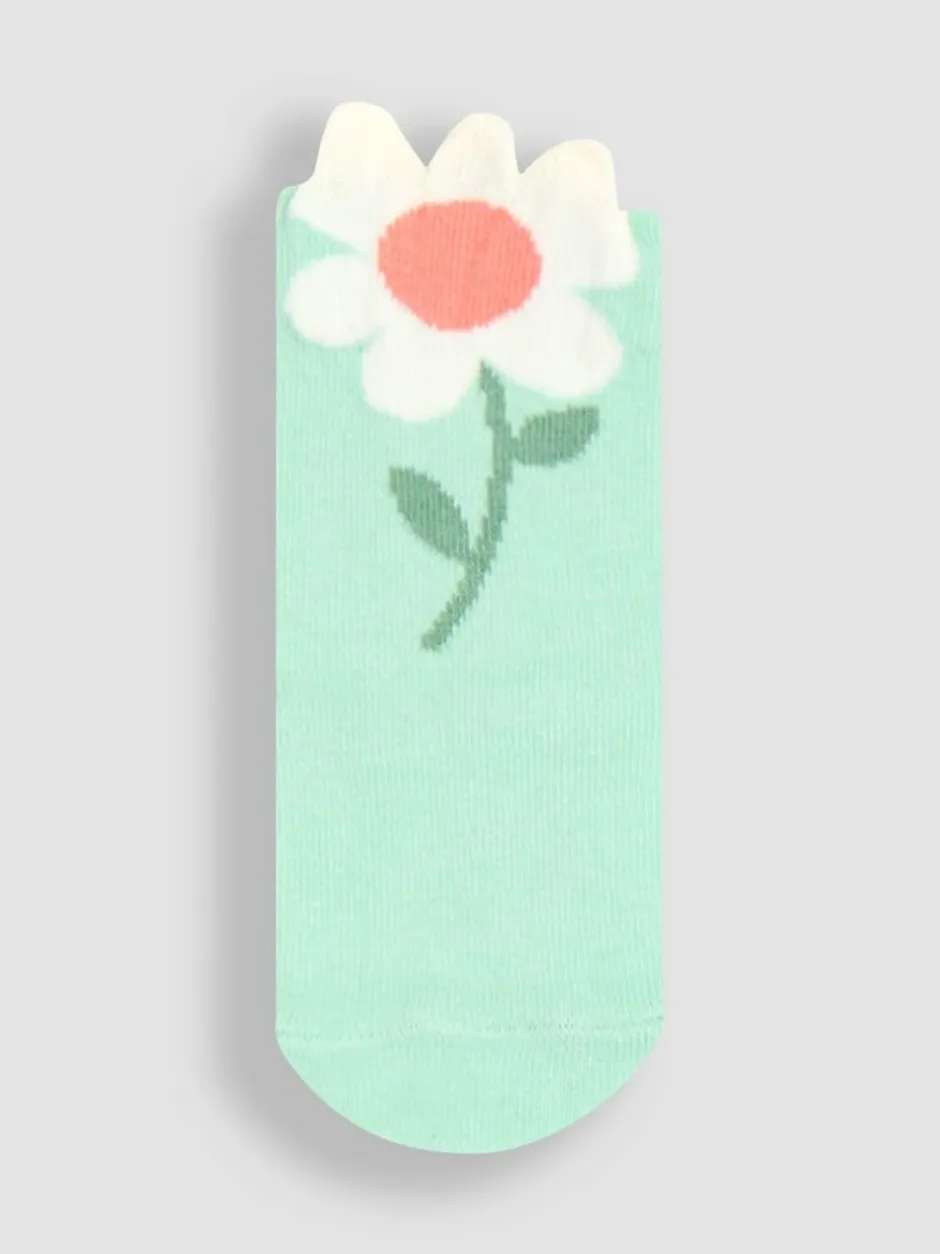 Jojo Maman Bébé Green 3-Pack Flower Socks Clearance