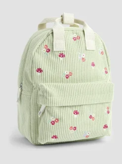Jojo Maman Bébé Green Woodland Corduroy Embroidered Backpack Clearance