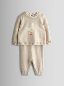 Jojo Maman Bébé Knit Top & Bottom Set Grey Duck Clearance