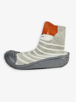 Jojo Maman Bébé Grey Indoor Outdoor Fox Slipper Socks New