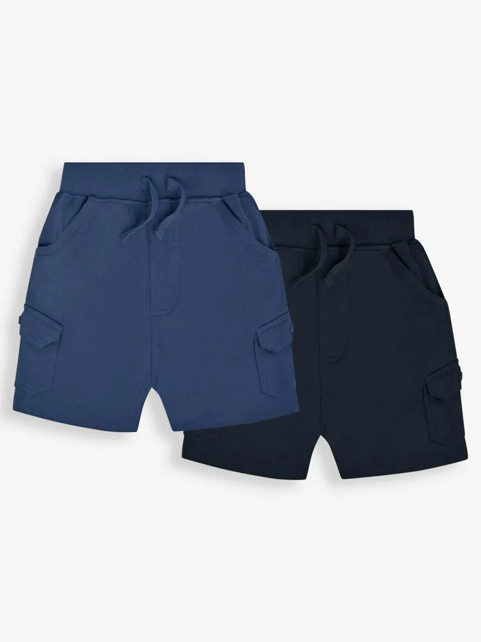 Jojo Maman Bébé Indigo Blue & Navy Blue 2-Pack Cargo Pocket Shorts Hot
