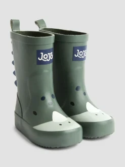 Jojo Maman Bébé Character Wellies Khaki Green Dino Outlet