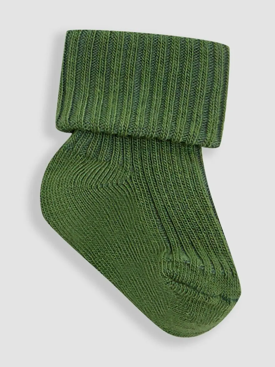 Jojo Maman Bébé 3-Pack Ribbed Baby Socks Khaki