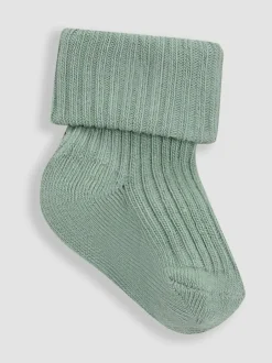 Jojo Maman Bébé 3-Pack Ribbed Baby Socks Khaki