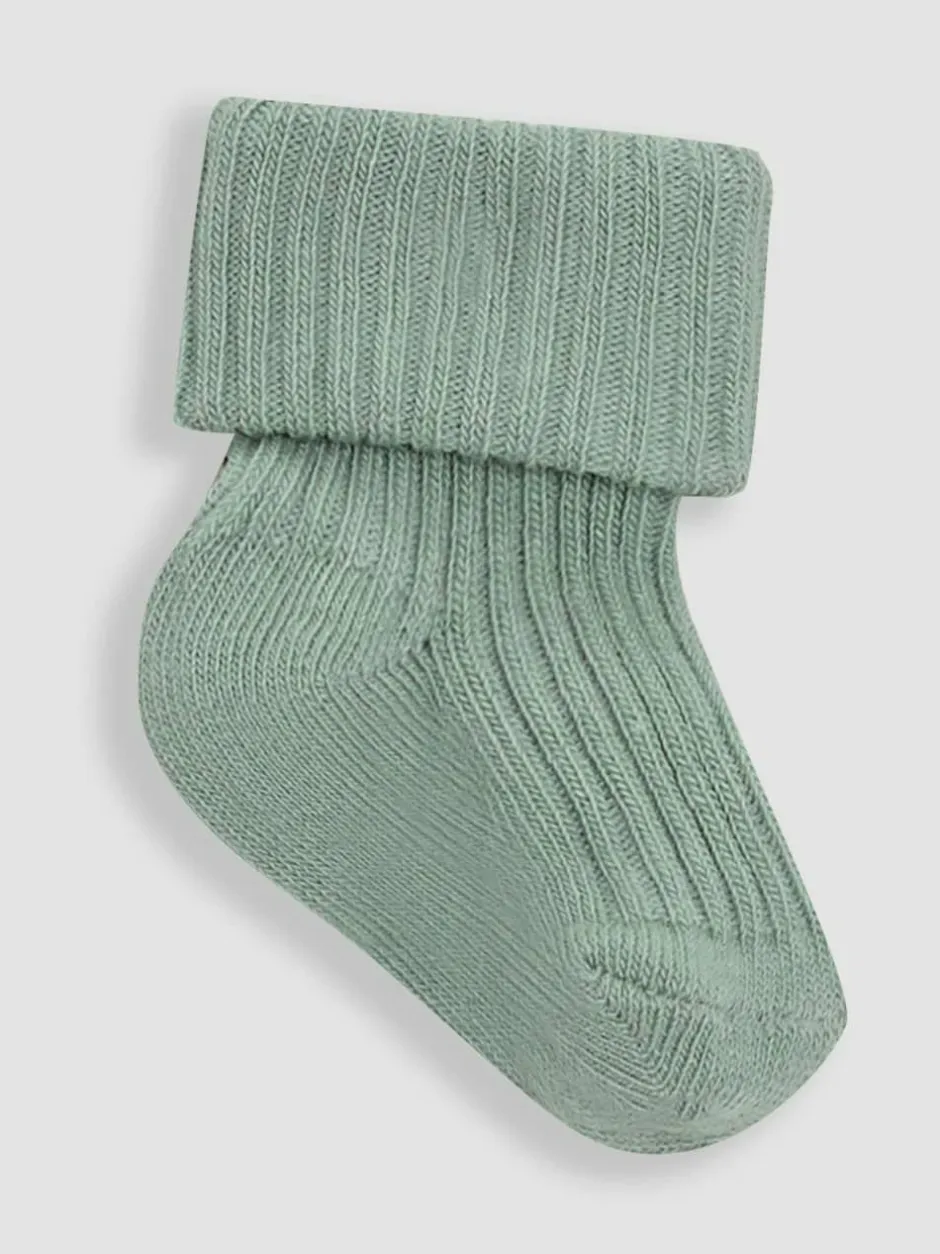 Jojo Maman Bébé 3-Pack Ribbed Baby Socks Khaki